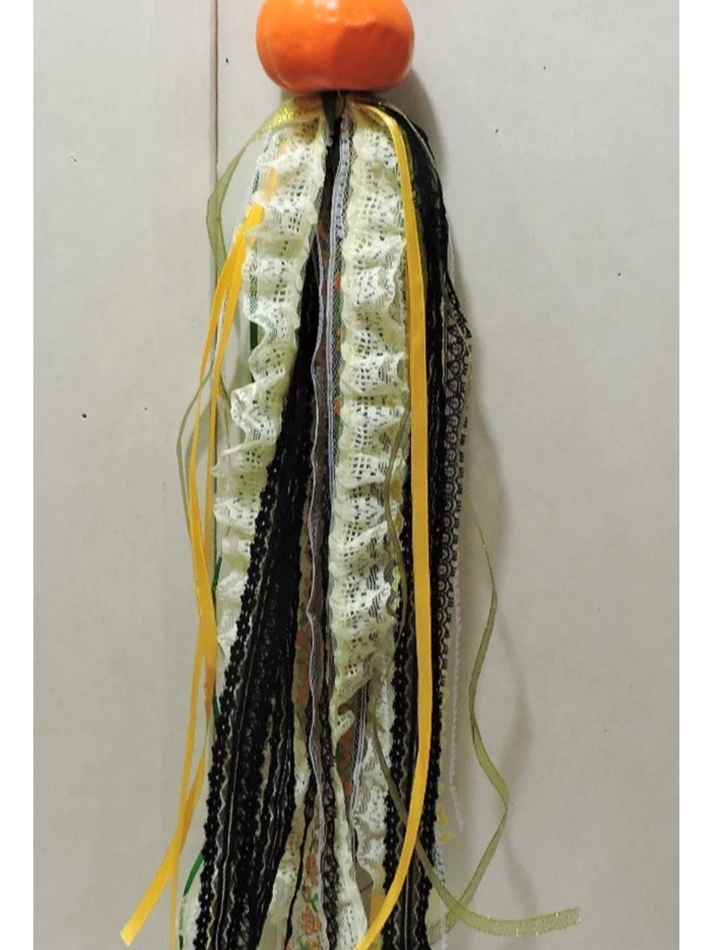 Halloween Pumpkin Tassel Fabric Ornament Handmade Ribbon Tassel